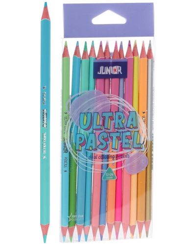 Комплект двувърхи цветни моливи Junior - Ultra Pastel, 12 броя - 2