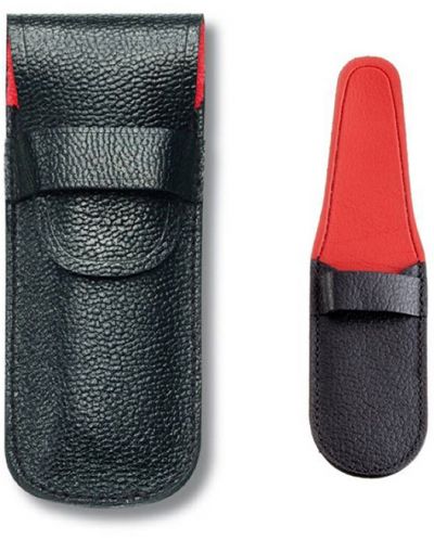 Кожен калъф за джобен нож Victorinox Classic - черен/червен - 2