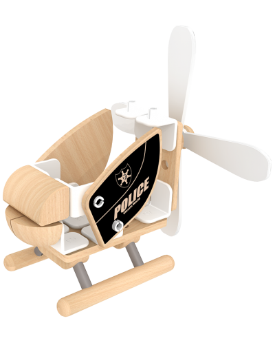 Дървен конструктор Classic World – Полицейски хеликоптер - 1