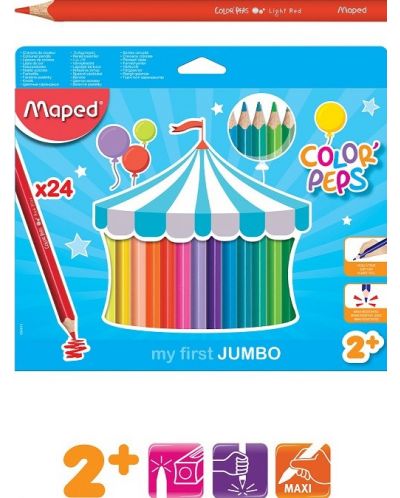 Комплект моливи Maped Color Peps - My First Jumbo, 24 цвята - 2