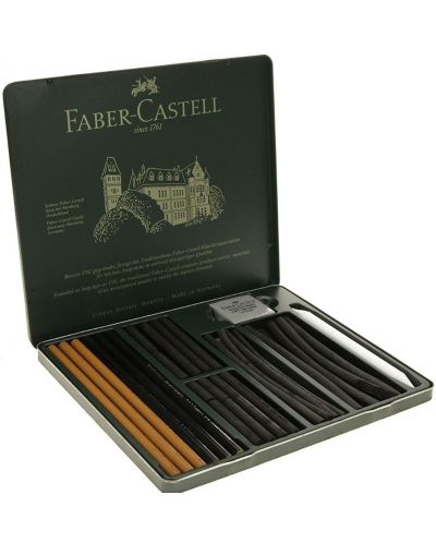 Комплект въглени Faber-Castell Pitt Charcoal - 24 броя, метална кутия - 2
