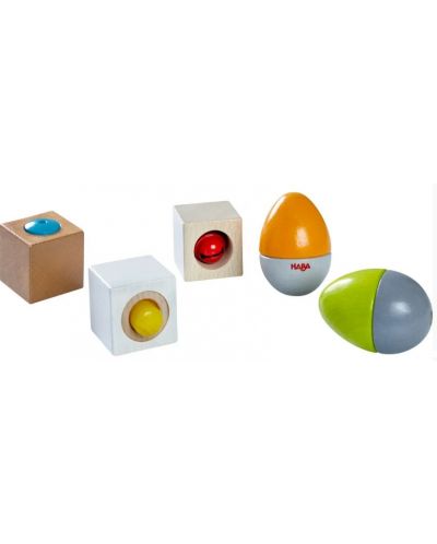 Конструктор Haba - Дървени музикални яйца и кубчета, 5 части - 2