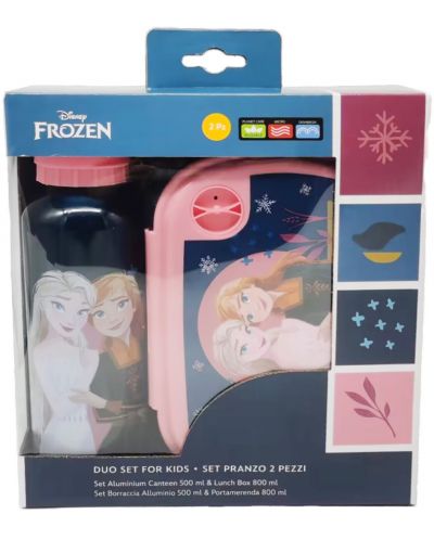 Комплект бутилка и кутия за храна Disney - Frozen, розов - 1