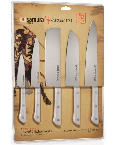 Комплект от 5 ножа Samura - Harakiri, бяла дръжка - 6