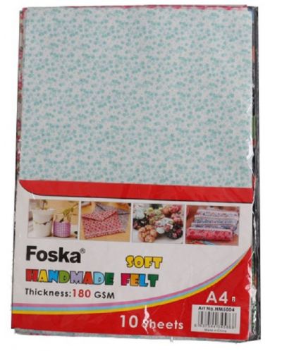 Комплект филц А4 Foska - Цветя, 180 gr, 10 листа - 1