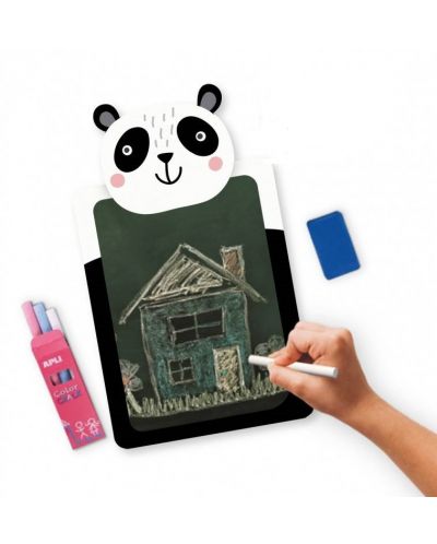 Комплект дъска за рисуване и цветни тебешири Apli Kids - Панда - 3