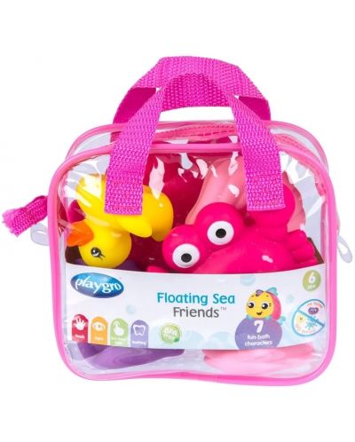 Комплект играчки за баня Playgro - Морски животни, за момиче, 7 броя - 2