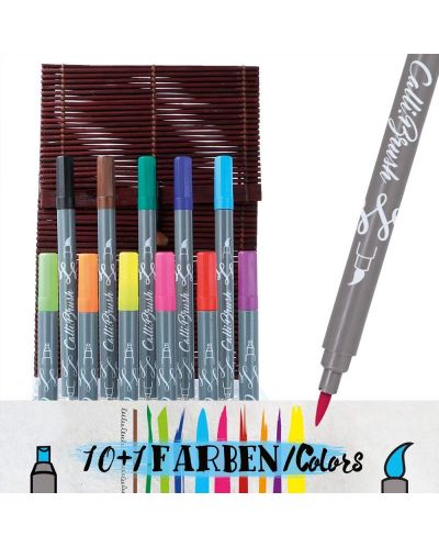Комплект маркери Online - 11 цвята, в бамбукова кутия - 5