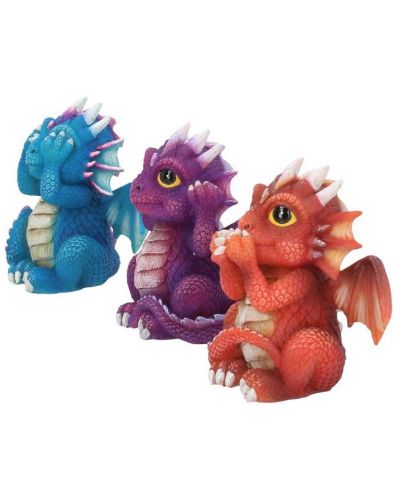 Комплект статуетки Nemesis Now Adult: Humor - Three Wise Dragonlings, 8 cm - 2