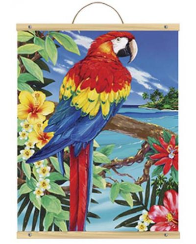 Комплект за рисуване с акрилни бои върху платно Royal - Папагал, 31 х 41 cm - 1