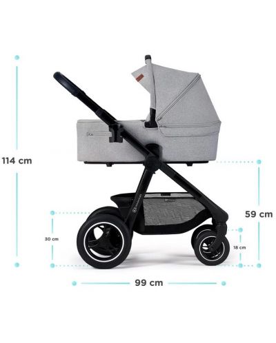 Комбинирана бебешка количка 2 в 1 KinderKraft - Everyday, светлосива - 8