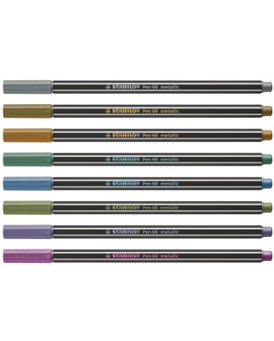 Комплект флумастери Stabilo Pen 68 - 8 металически цвята - 2