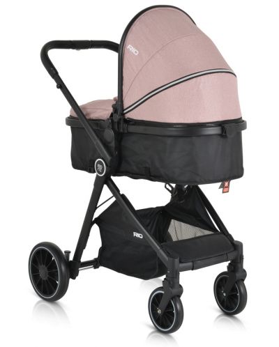 Комбинирана бебешка количка Moni - Rio, розова - 3