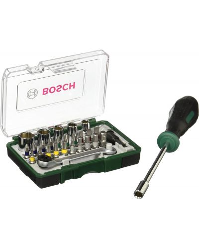 Комплект битове и минитресчотка с ръчна отвертка Bosch - 28 части - 1