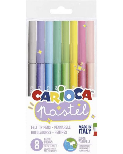 Комплект флумастери Carioca Pastel - 8 цвята - 1