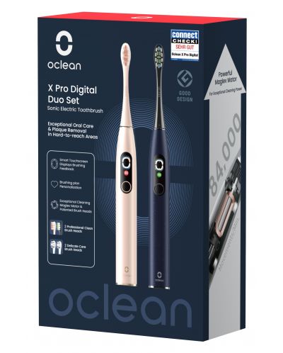 Комплект eлектрически четки за зъби Oclean - X Pro Digital Duo Set, златист/син - 4