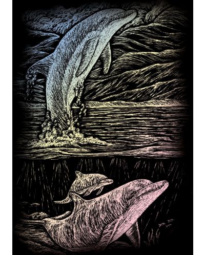 Комплект за гравиране Royal Holographic - Семейство делфини, 13 х 18 cm - 1