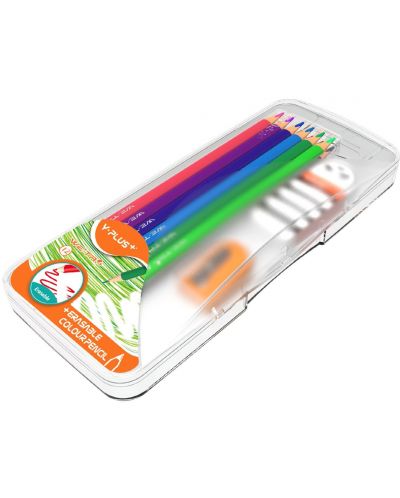 Комплект цветни моливи Y-Plus - 12 броя, изтриваеми - 1