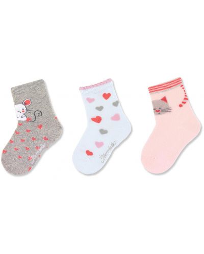 Комплект детски чорапи Sterntaler - За момиче, 17/18 размер, 6-12 месеца, 3 чифта - 1
