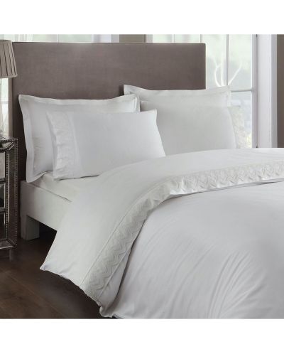 Комплект за спалня TAC - Delux Sandrino White, 100% памук, сатениран - 1