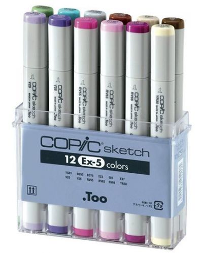 Комплект маркери Too Copic Sketch - EX-5, 12 цвята - 1