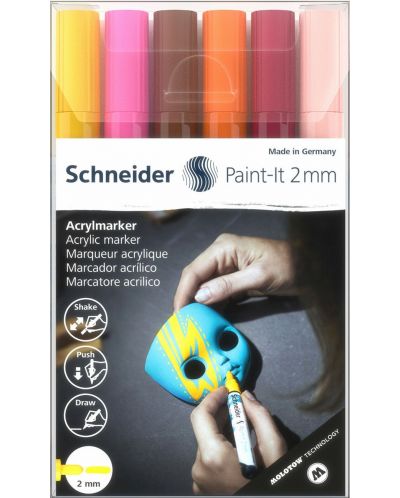 Комплект акрилни маркери Schneider Paint-It 310 - 2 mm, 6 цвята - 1