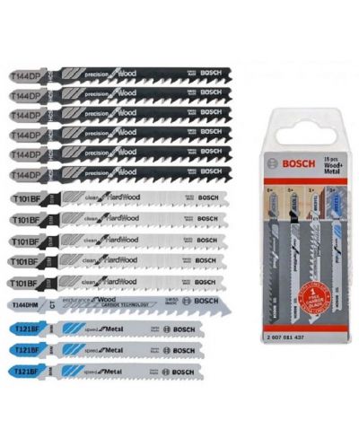 Комплект ножчета за дърво и метал Bosch - 15 части - 2