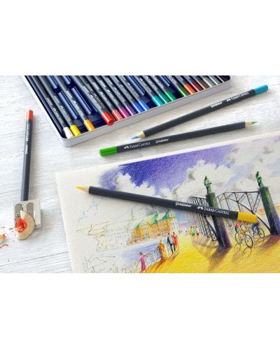 Комплект цветни моливи Faber-Castell Goldfaber - 24 цвята, в метална кутия - 4