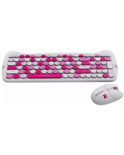 Комплект мишка, клавиатура и пад Canyon - CNS-HSETW6PK, безжичен, розов - 3