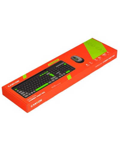 Комплект мишка и клавиатура Canyon - CNS-HSETW5BK, безжичен, черен - 6