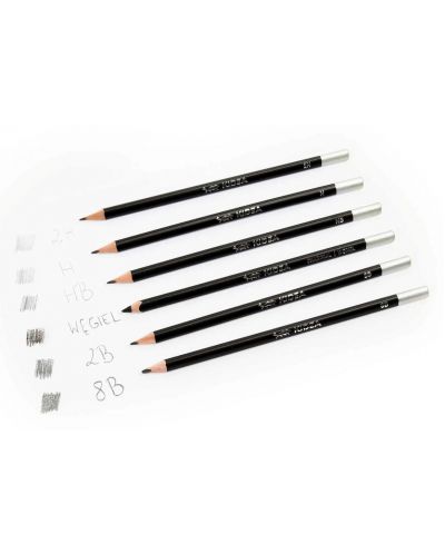 Комплект графитни моливи Kidea - 6 броя, с въглен - 2