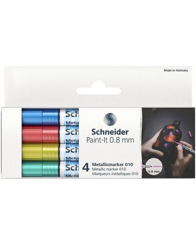 Комплект металически маркери Schneider Paint-It - 010, 0.8 mm, 4 основни цвята - 2