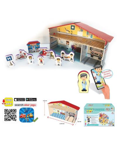 Комплект говорещи играчки Jagu - Болница и къща, 10 части - 1