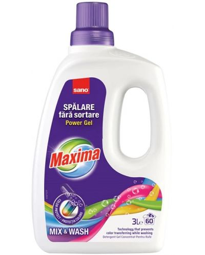 Концентриран гел за пране Sano - Maxima Mix&Wash, 60 пранета, 3 L - 1