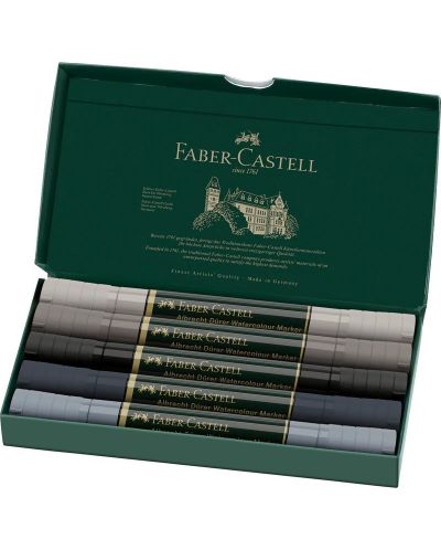 Акварелни маркери Faber-Castell Albrech Dürer - 5 броя, сиви - 2