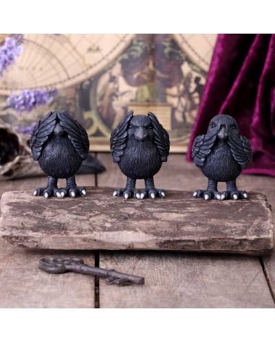 Комплект статуетки Nemesis Now Adult: Humor - Three Wise Ravens, 8 cm - 5