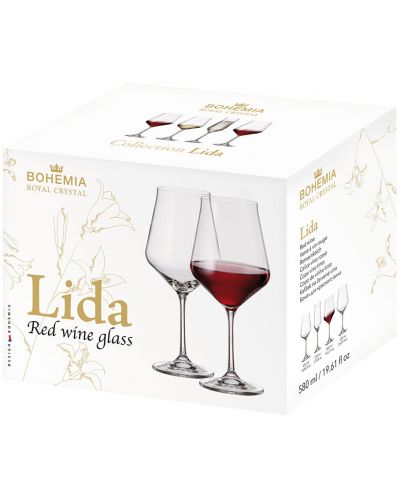 Комплект чаши за вино Bohemia - Royal Lida, 6 броя x 580 ml - 2