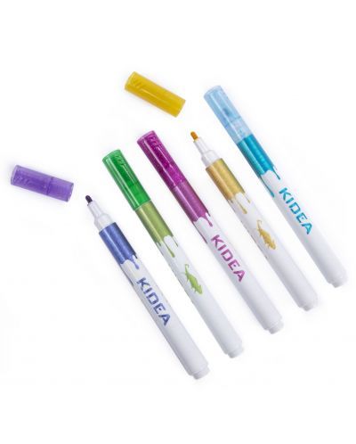 Комплект блестящи маркери Kidea - с брокат, 5 цвята - 3