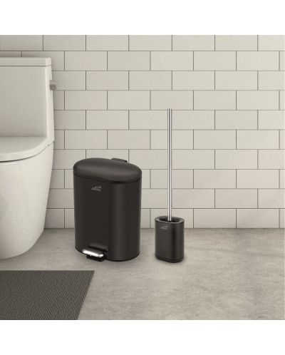 Комплект кошче и четка за тоалетна Inter Ceramic - 8355B, 6 L, черен мат - 5