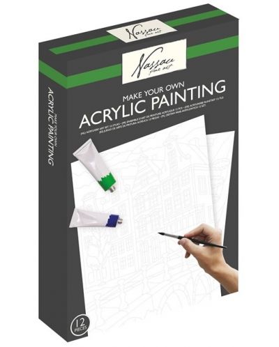 Комплект за оцветяване с акрилни бои Grafix - Архитектура - 2