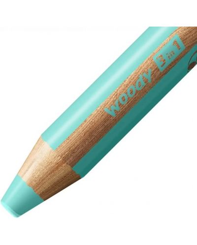 Комплект цветни моливи Stabilo Woody 3 in 1 - 6 пастелни цвята, с острилка - 3
