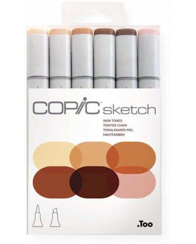 Комплект маркери Too Copic Sketch - Телесни тонове, 6 цвята - 1