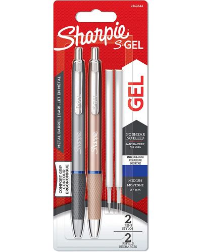 Комплект гел химикалки Sharpie S-Gel - 0.7 mm, 2 химикалки и 2 пълнителя - 1