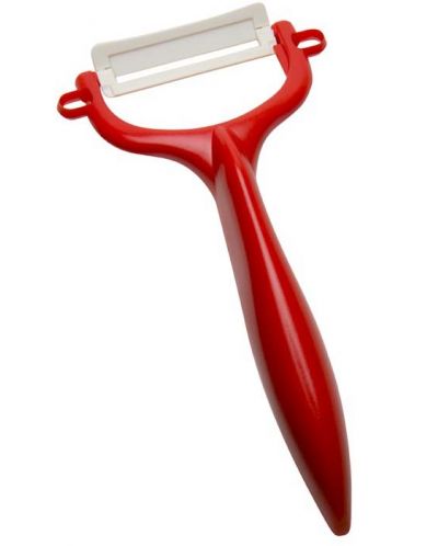 Комплект керамичен нож с белачка Kyocera - червен - 3