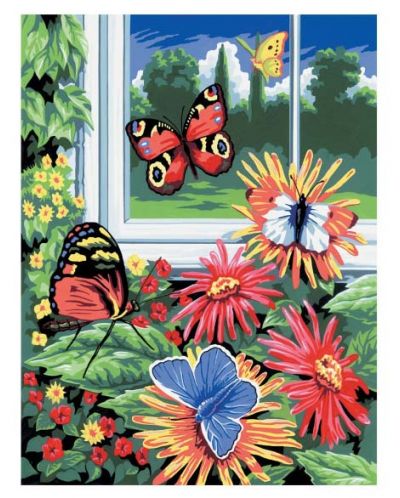 Комплект за рисуване с акрилни бои Royal - Пеперуди, 22 х 30 cm - 1