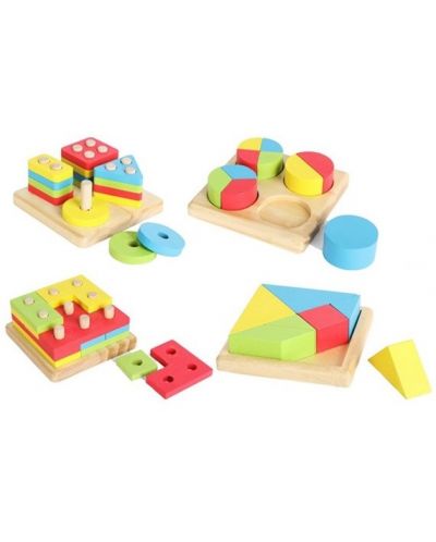 Комплект дървени игри Acool Toy - 4 вида - 1