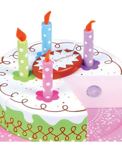 Игрален комплект Lelin - Дървена сметанова торта за рожден ден - 2