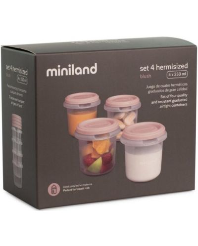 Комплект контейнери Miniland - Terra Blush, 250 ml, 4 броя - 4