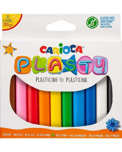 Комплект пластилин Carioca Plasty - 10 цвята, 200 g - 1