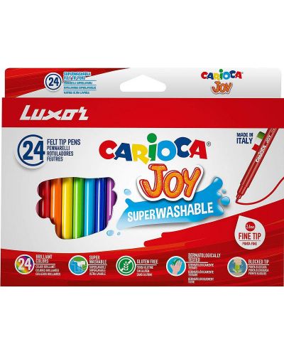 Комплект суперизмиваеми флумастери Carioca Joy - 24 цвята - 1